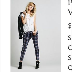 Free People Porter Plaid Velvet Skinny